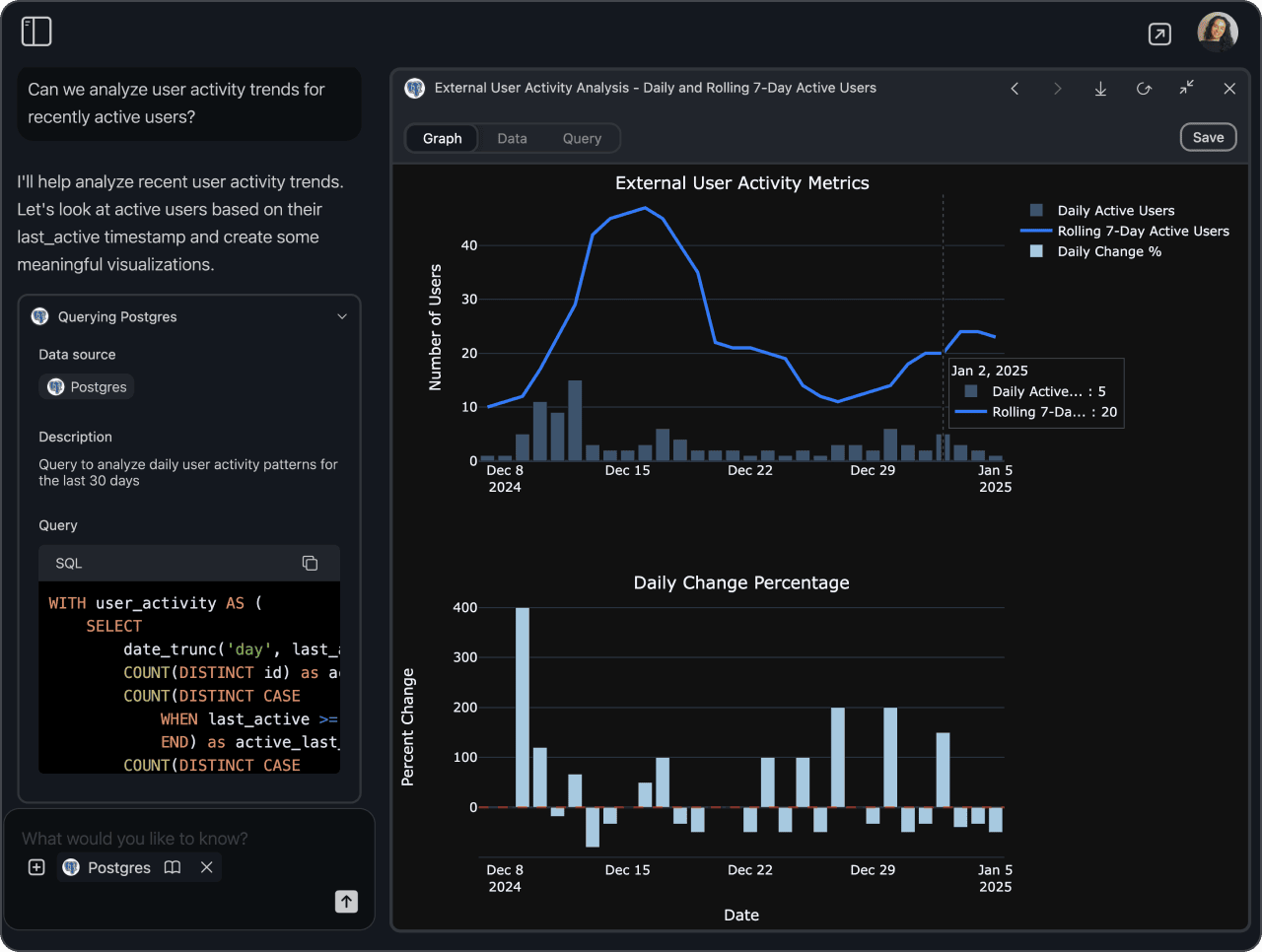 AI Postgres Chat in Action