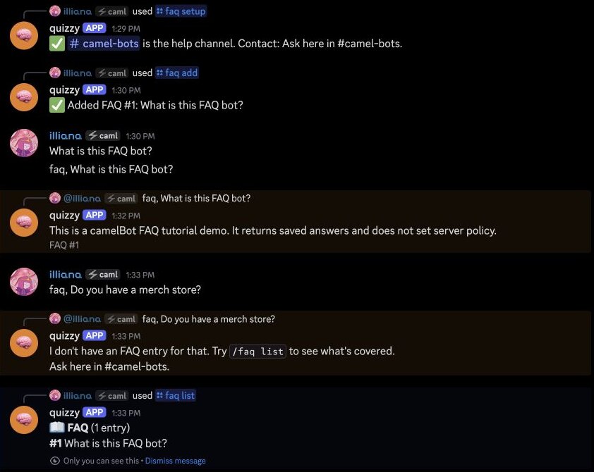 Discord: a plain question left unanswered, the exact answer to an addressed one, the not-covered reply, and a private list